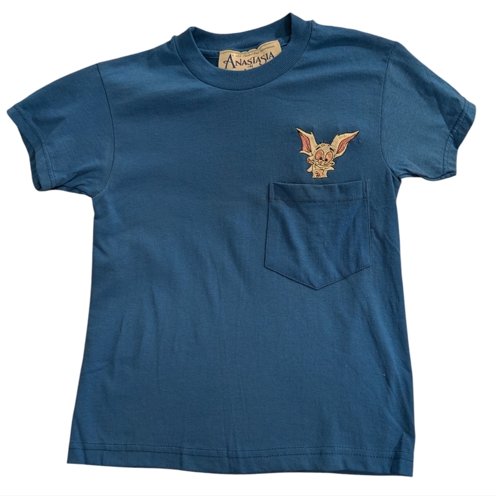 90s Vintage Embroidered Anastasia Kids Blue T-Shirt Size 6/8 Rare‎